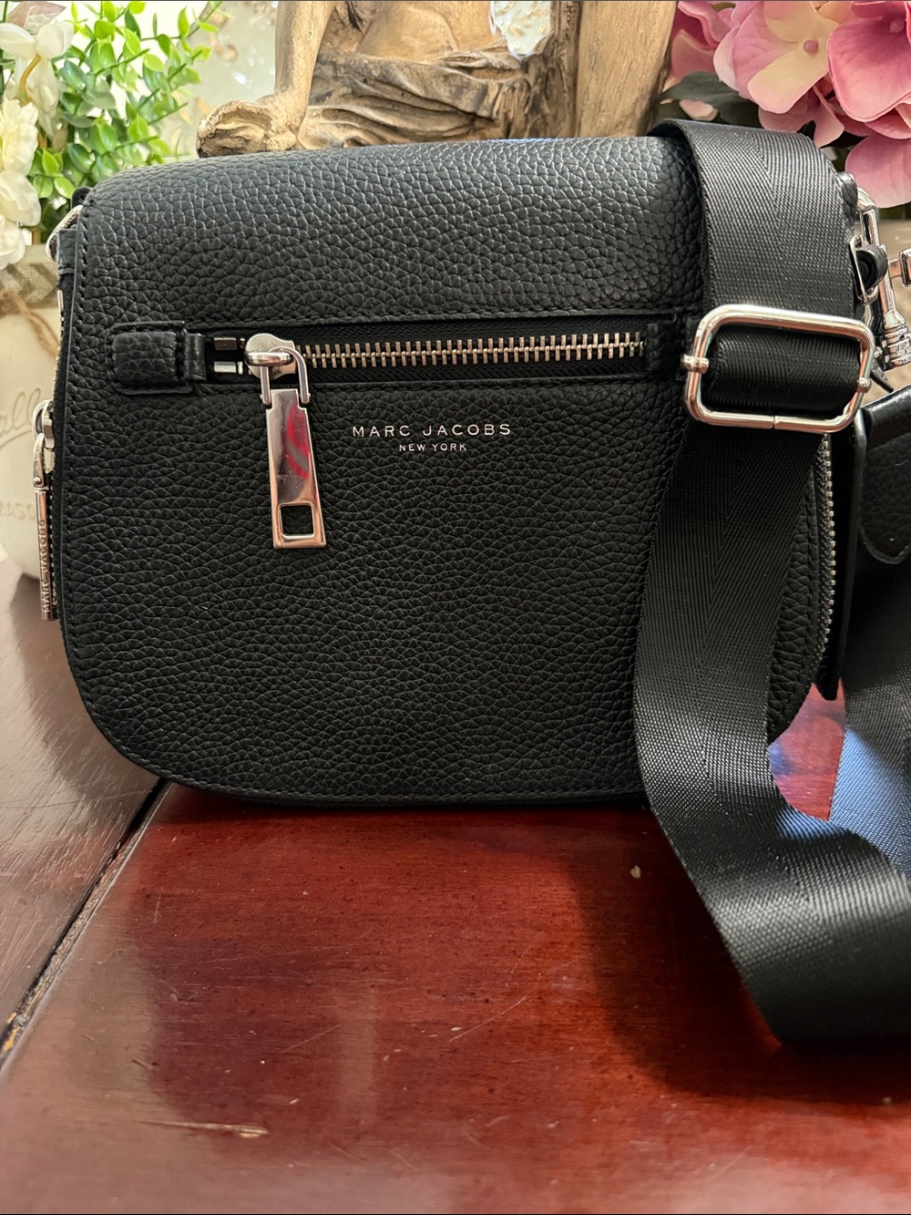 Marc Jacobs Black Pebbled Leather Crossbody with Silver Hardware
